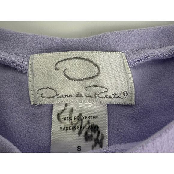 VTG Oscar de la Renta Sweater Size Small Women's Purple Floral Fleece Oversized - Picture 3 of 5
